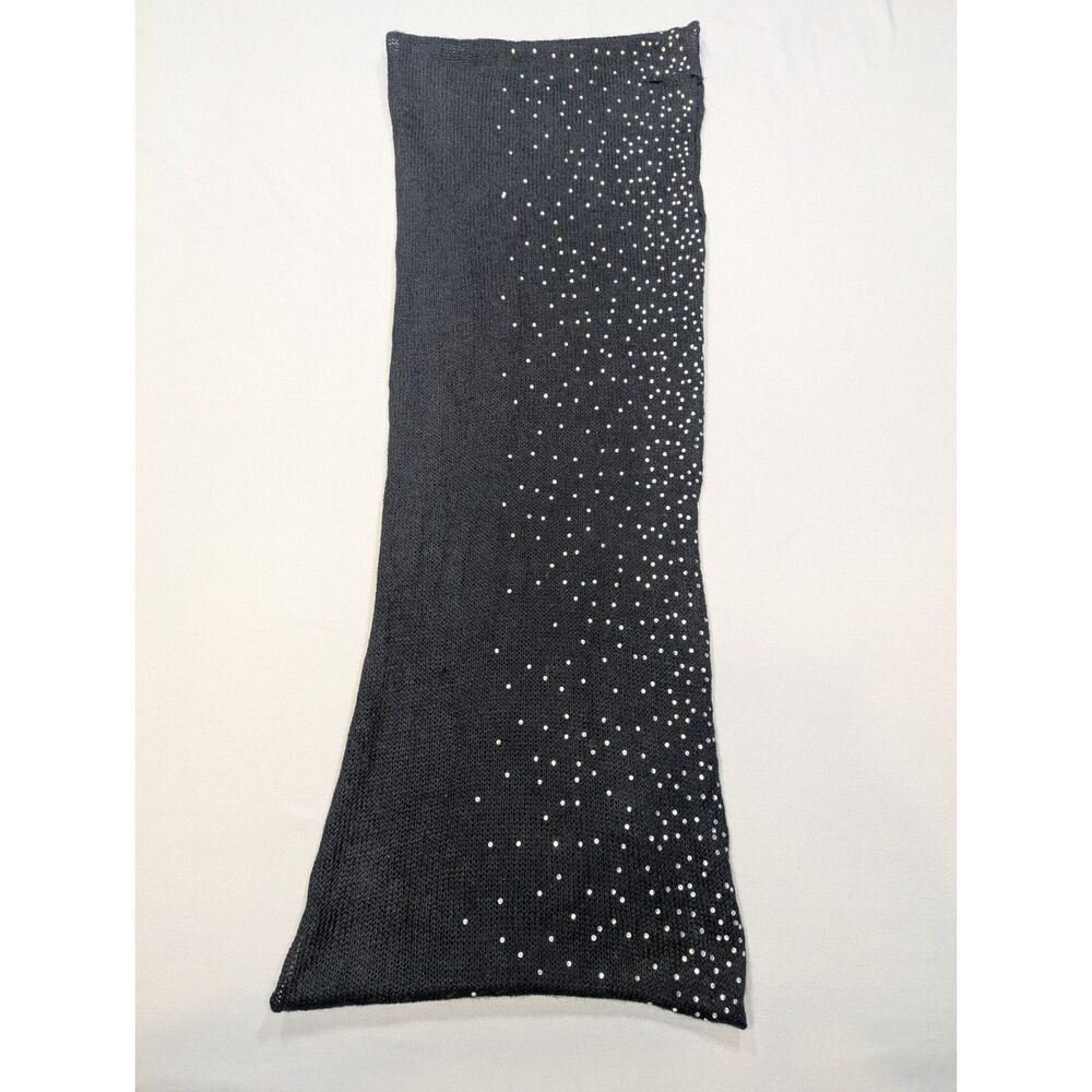 Black Rhinestone Infinity Scarf Sparkle Knit Cowl Loop Glam Evening